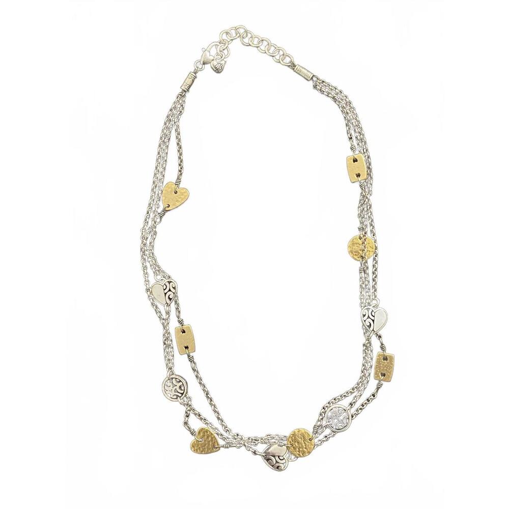 Brighton 3 Chain Heart Two Tone Necklace